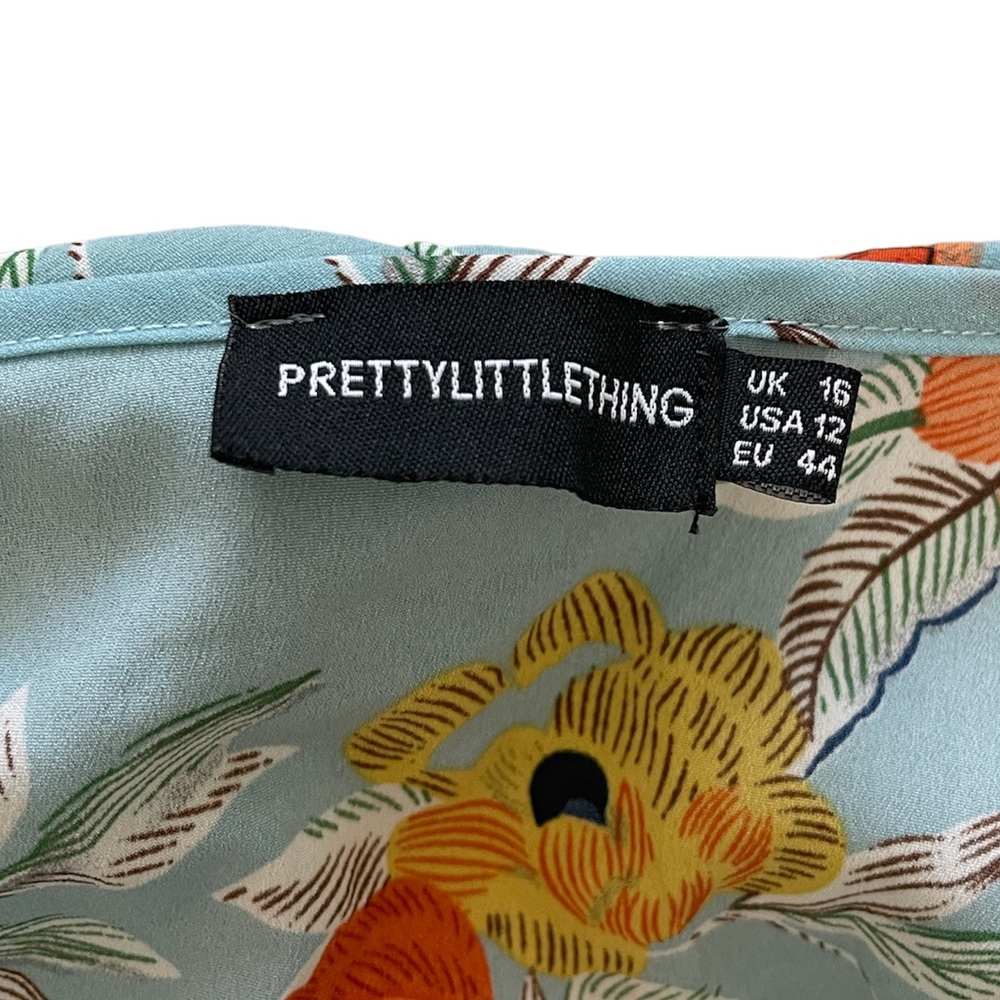 Pretty Little Thing Blue & Orange Floral Ruffle Wrap Dress - Picture 8 of 10